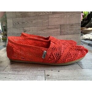 Toms Hot Pink Alpargata Womens Size W7.5 Lace Comfort Casual Shoes